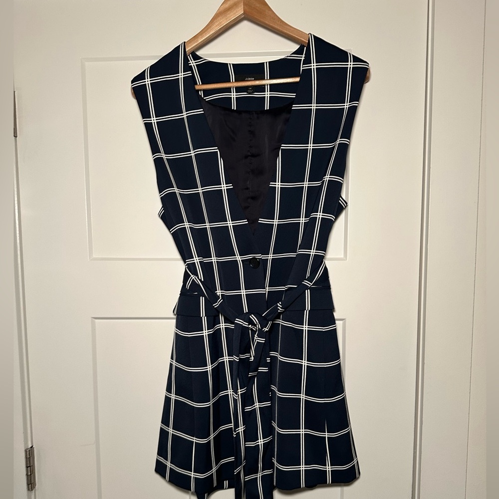 J. Crew Navy and White Plaid Sleeveless Vest - Picture 12 of 15